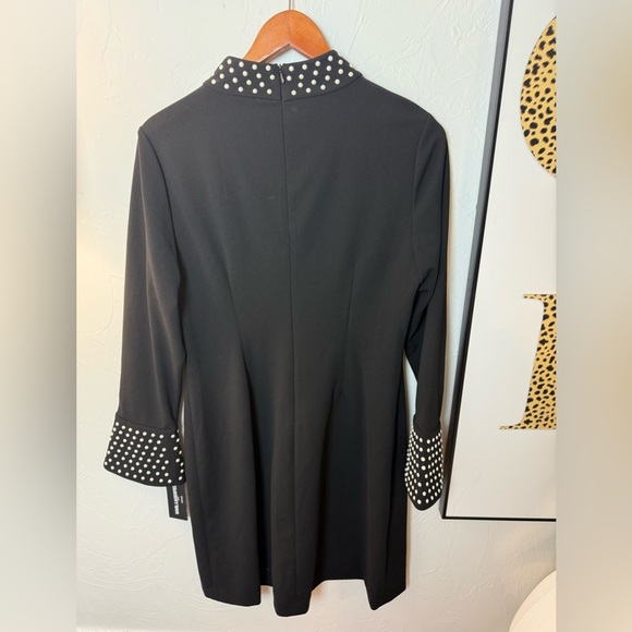 Karl Lagerfeld Women’s Mock Neck Bell Sleeve Sheath Dress - Picture 7 of 7